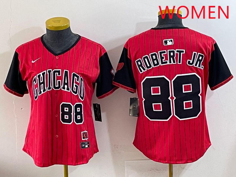 Women 2025 Chicago White Sox #88 Robert jr Red Joint Name Nike MLB Jersey style 20